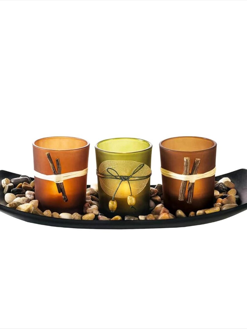 Decorative Votive Candle Holders, Vintage Decor Flameless Candlescape Set, 3 LED